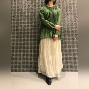 Pas de Calais Cupro Cotton Voile Forest Blouse